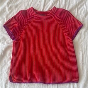 Me + Em Orange and purple Ribbed Knit sweater